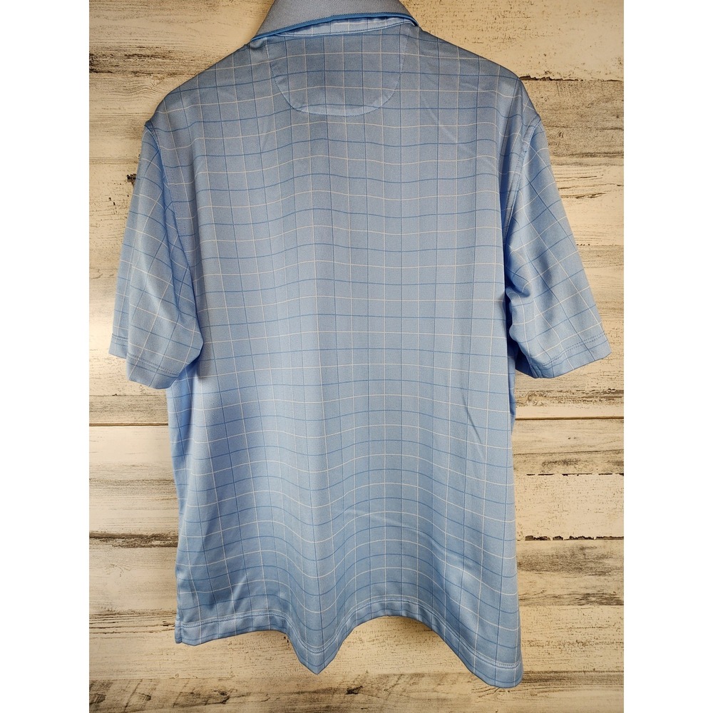 Jos. A. Bank Polo Shirt Mens Large Blue Grid Leadbetter‎ Golf Performance - Picture 3 of 7